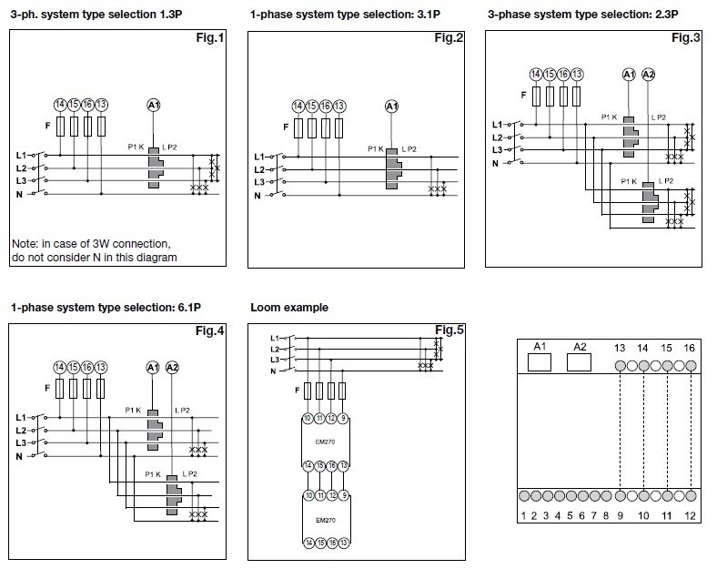 Carlo Gavazzi EM270 Energy Analyser (EM270-72D MV5.3.X.OS.X) three phase transformer wiring diagram 